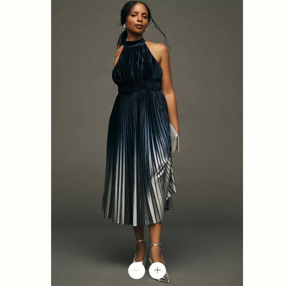 Anthropologie Pleated Halter Midi Dress